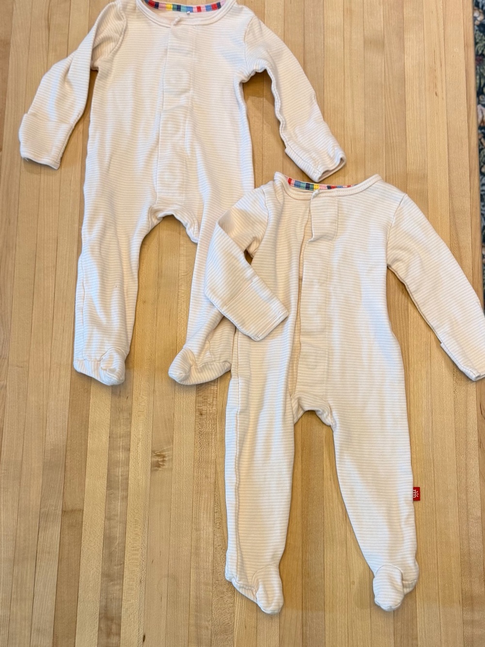 Magnetic Me Light Pink Micro Stripe Cotton Footed One-Piece - 2 Pack